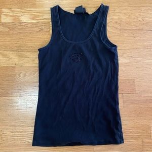 Harley Davidson Black Ribbed Logo Grunge Biker Festival Preppy Moto Y2K Tank L